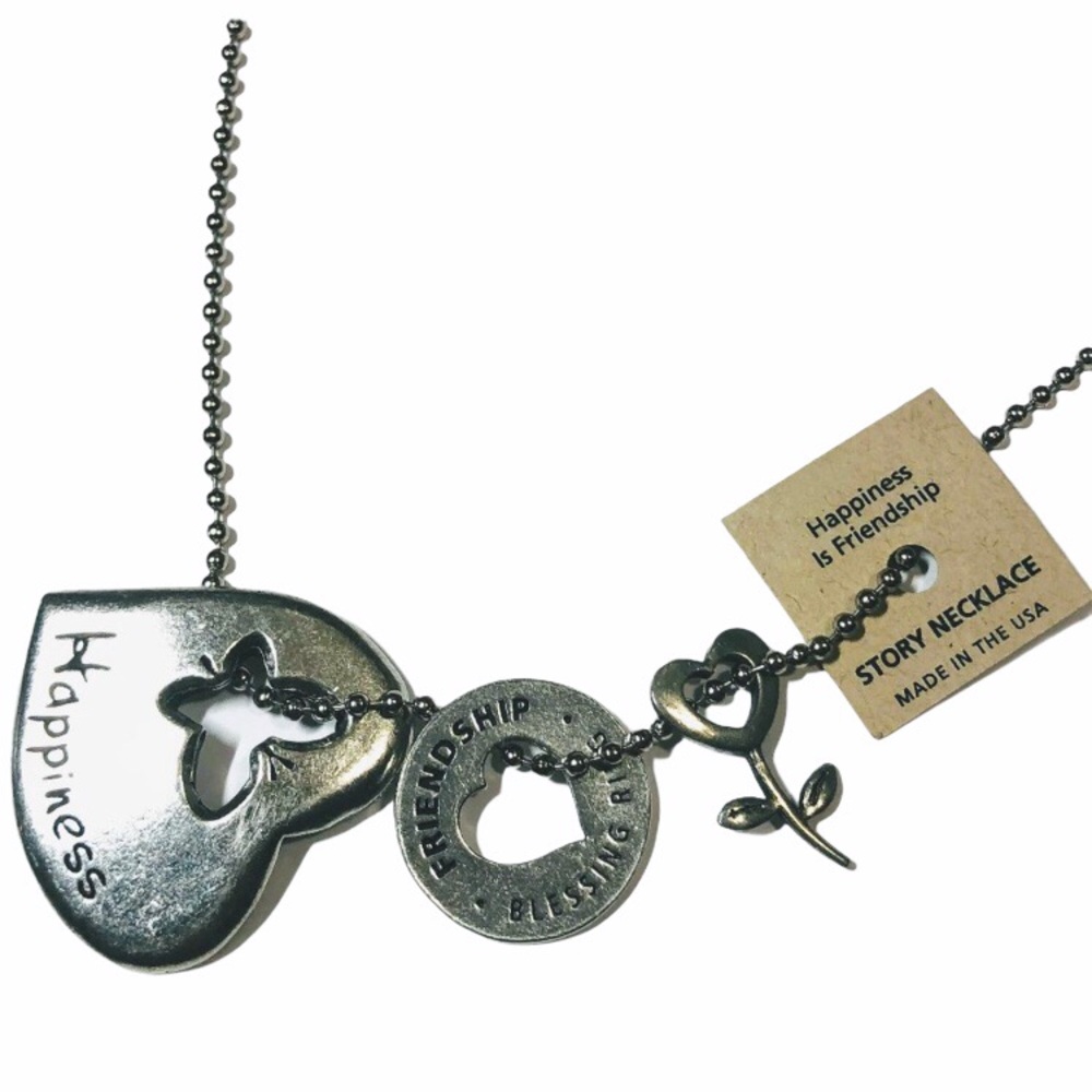 Happiness is Friendship charm necklace